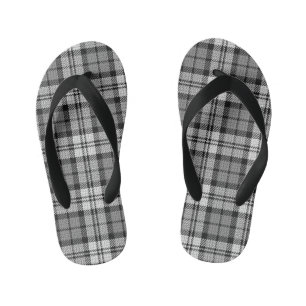  Grey Blackwatch Tartan Plaid Design  Kid's Jandals