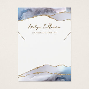 Grey blue agate necklace display card