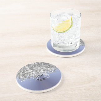 Grey blue and faux glitter coaster