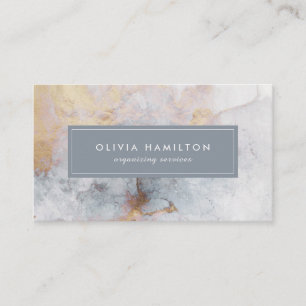 Grey, Blue, and Gold Marble Texture Business Card