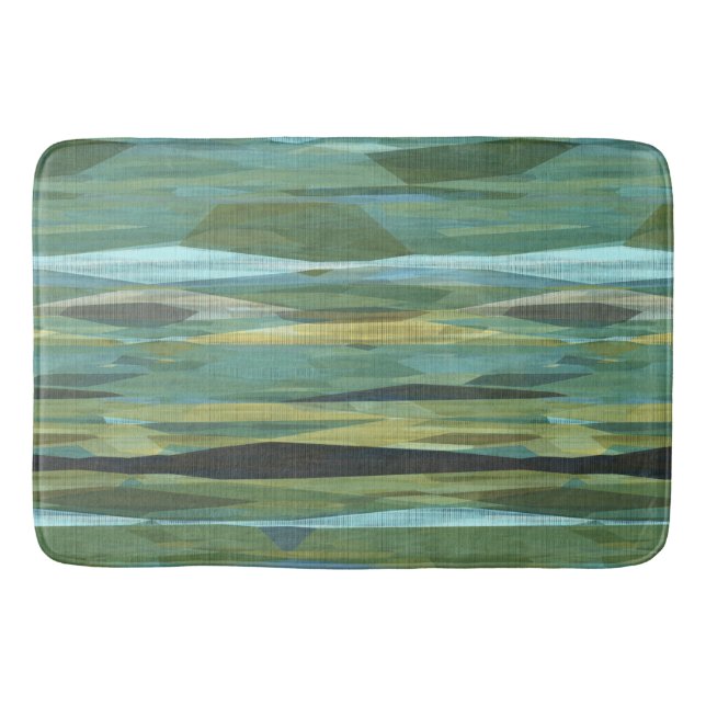 grey blue and green abstract  bath mat (Front)