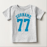 Grey & Blue Baby | Sports Jersey Design T-Shirt<br><div class="desc">Grey & Blue Baby | Sports Jersey Design • Baby Football Bodysuit</div>