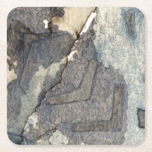 grey-blue background watercolor 2 square paper coaster