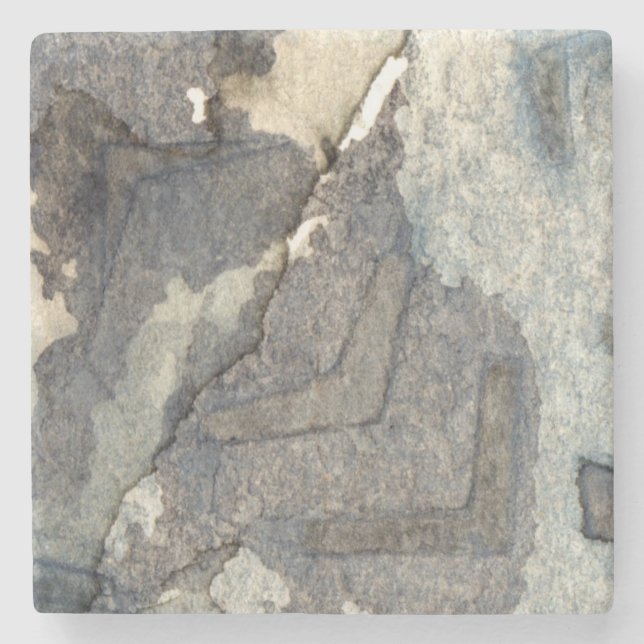 grey-blue background watercolor 2 stone coaster (Front)