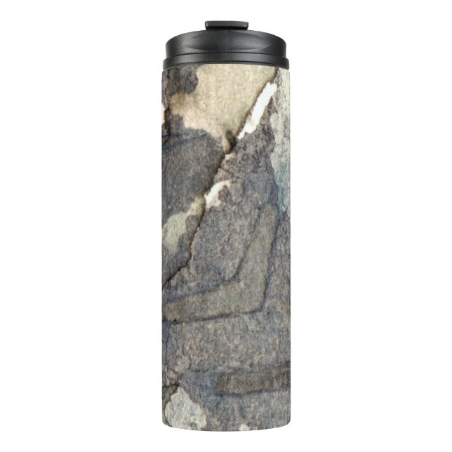 grey-blue background watercolor 2 thermal tumbler (Front)