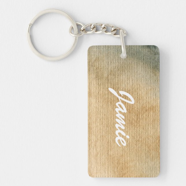 grey-blue background watercolor 7 key ring (Front)