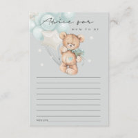 Grey Blue Bear Balloon Advice For Mum Baby Shower