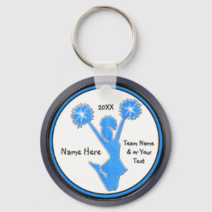 Grey Blue Black Cheerleader Keychains Personalised