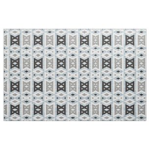 Grey Blue Black Eclectic Ethnic Look Fabric