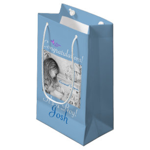 Grey & Blue Carousel Dreams Custom Small Gift Bag