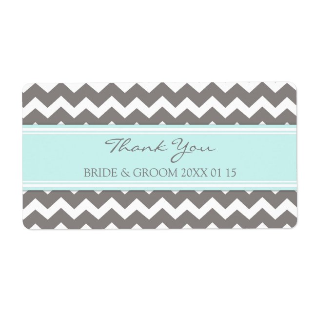Grey Blue Chevron Wedding Labels (Front)