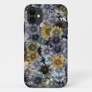 Grey blue floral pattern iPhone 11 case