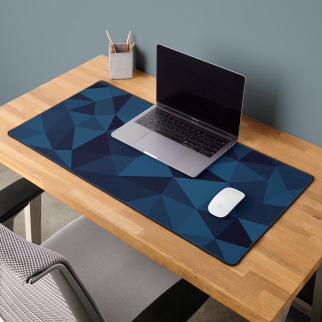 Grey blue geometric mesh pattern desk mat (Office 2)