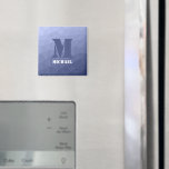 Grey blue geometric mesh pattern Monogram Magnet<br><div class="desc">Monogram Personalise with your custom initial and name. Grey blue gradient geometric mesh pattern triangles ombre. 
Triangle geometric mesh with cool ombre gradient design.</div>