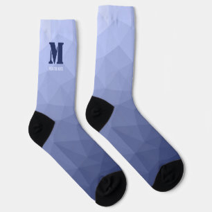 Grey blue geometric mesh pattern Monogram Socks