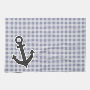Grey-Blue Gingham; Anchor Tea Towel