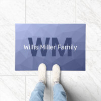 Grey blue gradient geometric mesh pattern Monogram