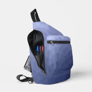 Grey blue gradient geometric mesh pattern sling bag