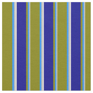 Grey, Blue, Green, Dark Blue, and Beige Stripes Fabric