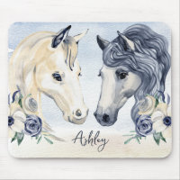 Grey blue horse with flowers personalised name