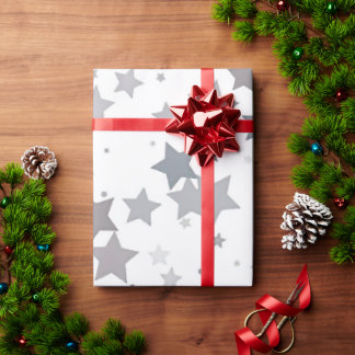 Grey blue lucky star wrapping paper