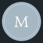 grey blue minimalist simple monogram wedding classic round sticker<br><div class="desc">grey blue minimalist simple monogram wedding sticker</div>