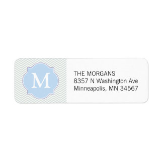Grey & Blue Modern Chevron Custom Monogram