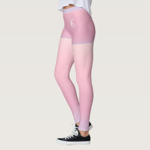 Grey-Blue Pink gradient, Shorts, Custom Monogram Leggings