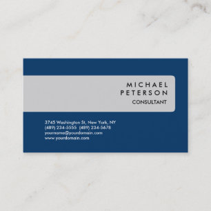 Grey Blue Plain Modern Attractive Business Card