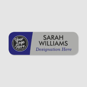 Grey Blue Professional Logo Name Title Tag