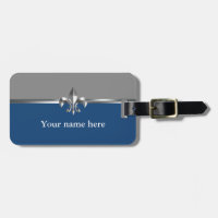 Grey Blue Silver Fleur de Lis