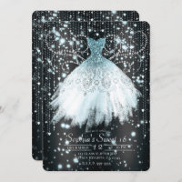 Grey Blue & Silver Glitter Dress Sweet 16 Party