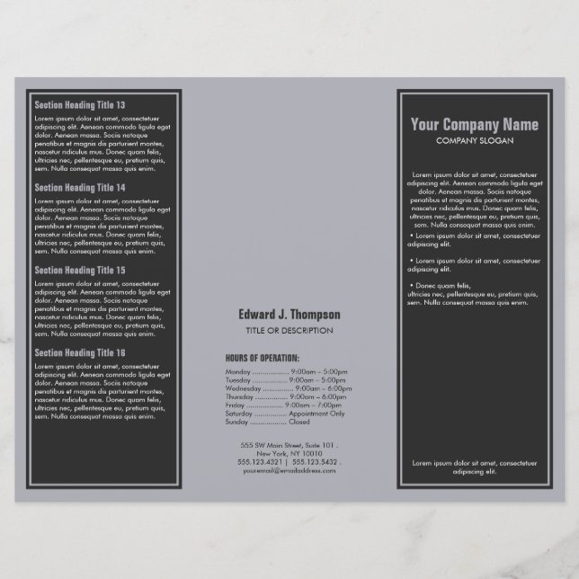 Grey Blue Simple Border Brochure (Front)