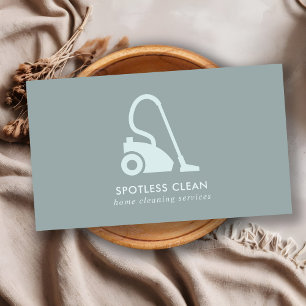 GREY BLUE SIMPLE VACUUM CLEANER CLEANING SERVICE BUSINESS CARD