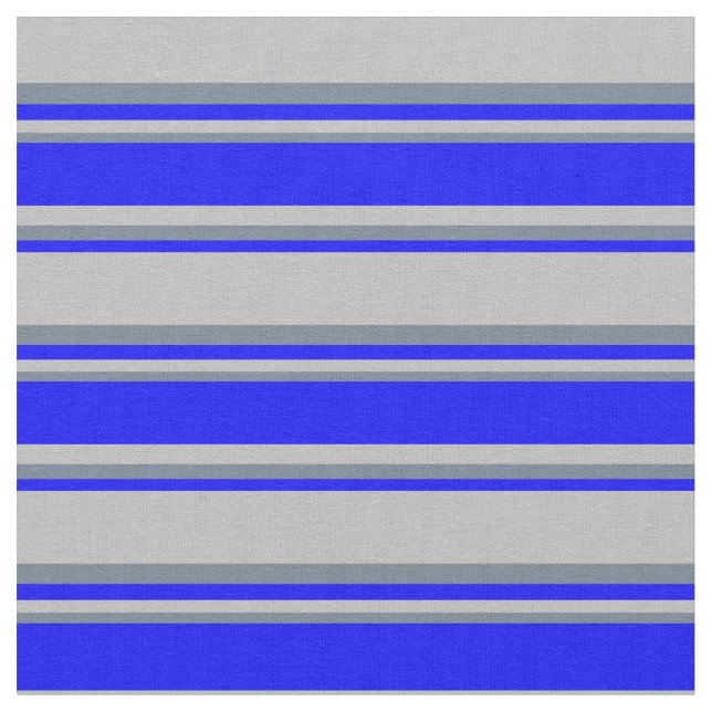 Grey, Blue & Slate Grey Lines Fabric (Close Up)