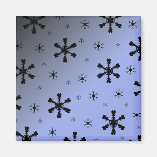 Grey Blue Snowflake Magnet (Front)