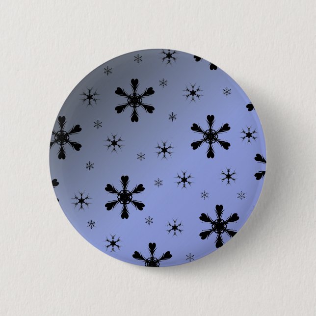 Grey Blue Snowflakes Button (Front)