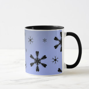 Grey Blue Snowflakes Mug