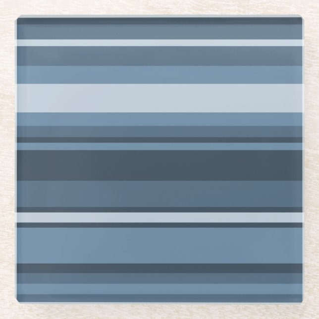 Grey-blue stripes glass coaster (Front)