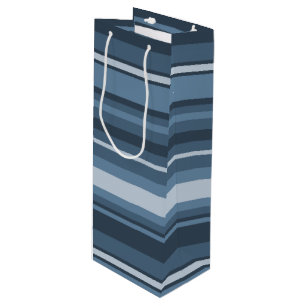 Grey-blue stripes wine gift bag