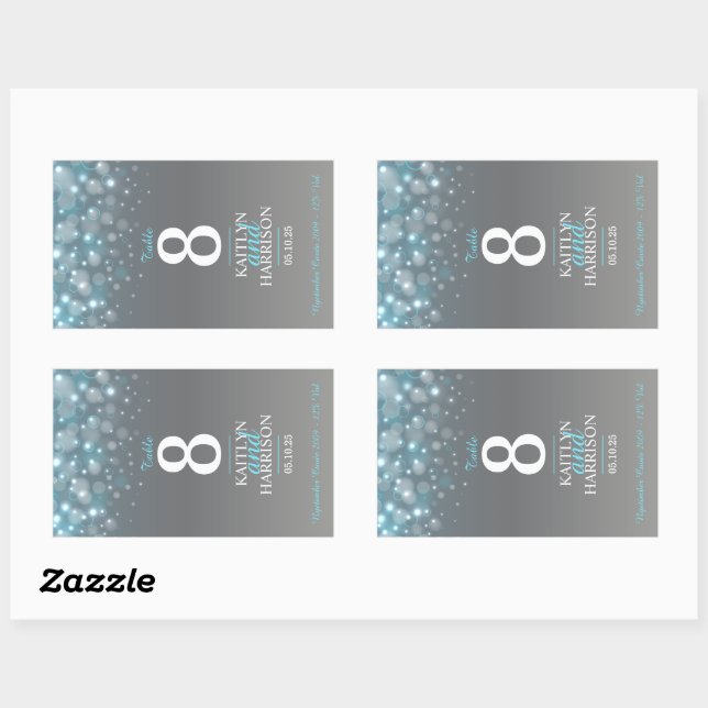 Grey blue table number wedding custom wine labels (Sheet)