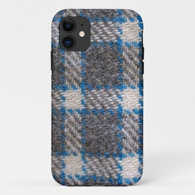 Grey & blue Tartan material Case-Mate iPhone Case (Back)