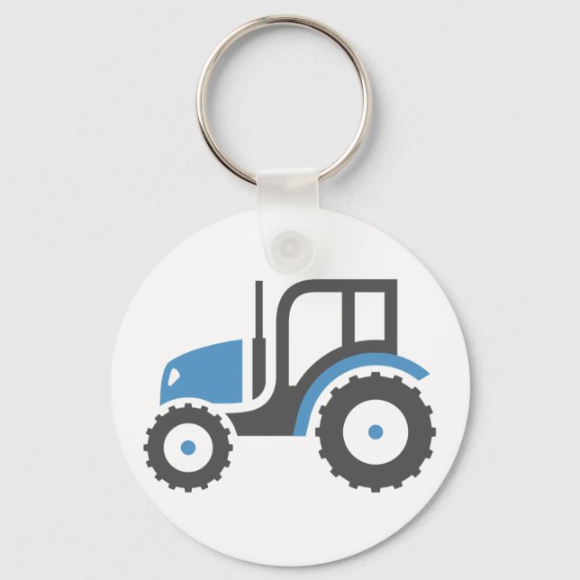 Grey Blue Tractor Key Ring (Front)