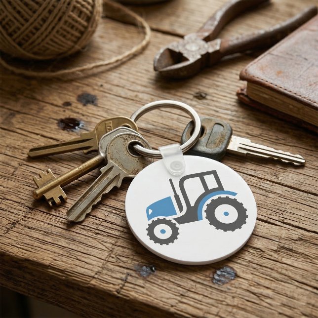 Grey Blue Tractor Key Ring (Creator Uploaded)