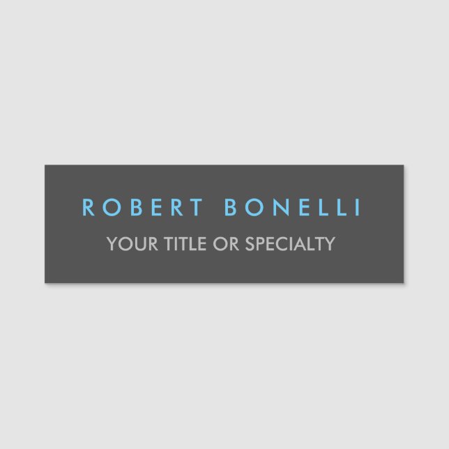 Grey Blue Trendy Name Tag (Front)