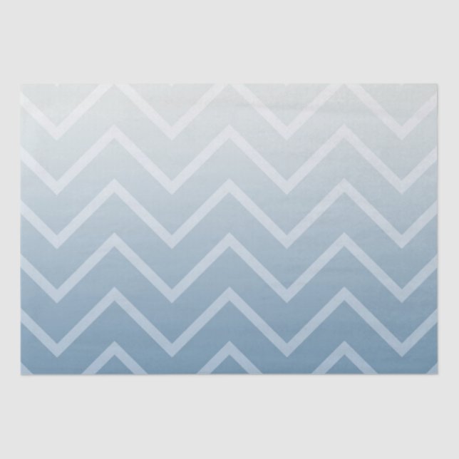 Grey Blue White Chevron Ombre Tissue Paper (Front)