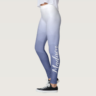 Grey blue white Gradient Geometry Mesh Custom Name Leggings