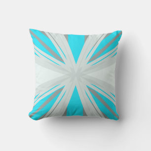 Grey Blue White Winter Xmas Snowflake Star Throw Cushion