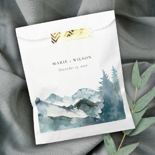 Grey Blush Green Blue Mountains Pine Wedding Favour Bags