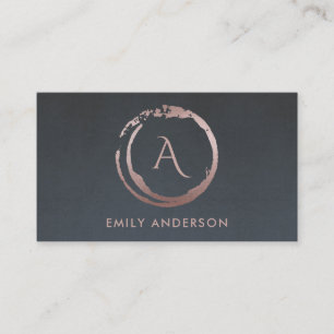 GREY BLUSH PINK BRUSH STROKE CIRCLE LOGO MONOGRAM BUSINESS CARD